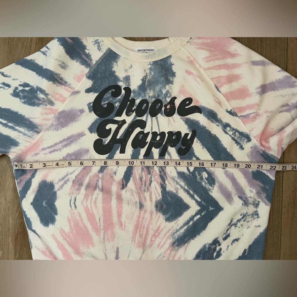 Grayson Threads "Choose Happy" Tie-Dye Top in Blue and Pink - Picture 4 of 7